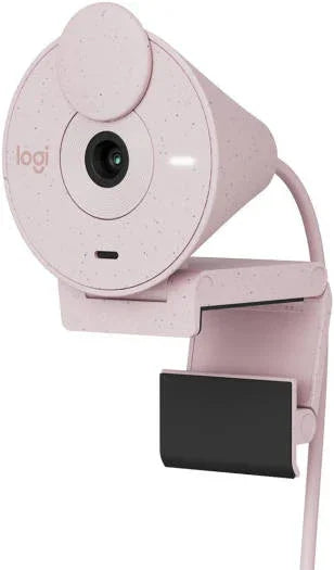 Logitech Brio 300 Full HD Webcam, 2MP Camera, 70° Viewing Angle, Privacy Shutter, Light Sensor, 30 fps Video Recording Speed, USB-C Interface, 1.22m Mic Pick Up Range, Rose Pink - eBuy UAE